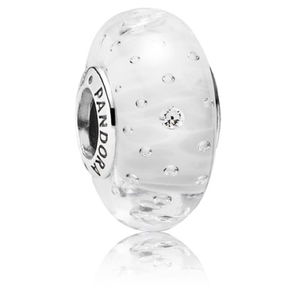 Genuine Retired PANDORA Effervescence Clear Merano Glass Charm with CZ; 791617CZ